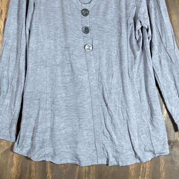 Soft Surroundings Womens Blouse Gray Maddalena Tunic V Neck Long Sleeve PL - Picture 3 of 11